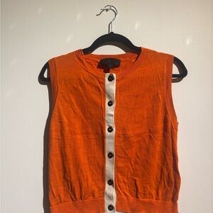 Zara Orange Sleeveless Button-Down Shirt